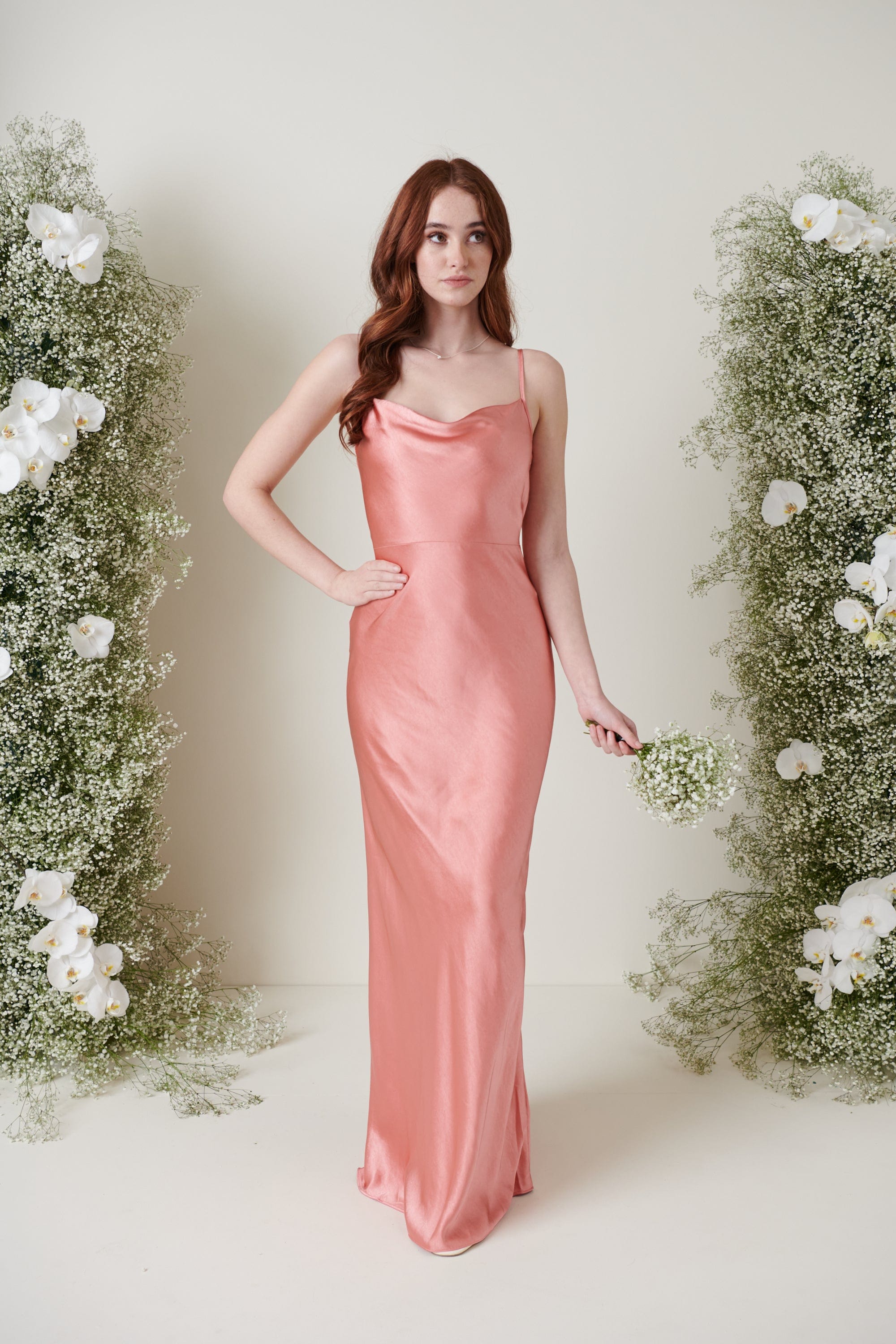 Keisha Maxi Bridesmaid Dress - Matte Apricot Pink, 18