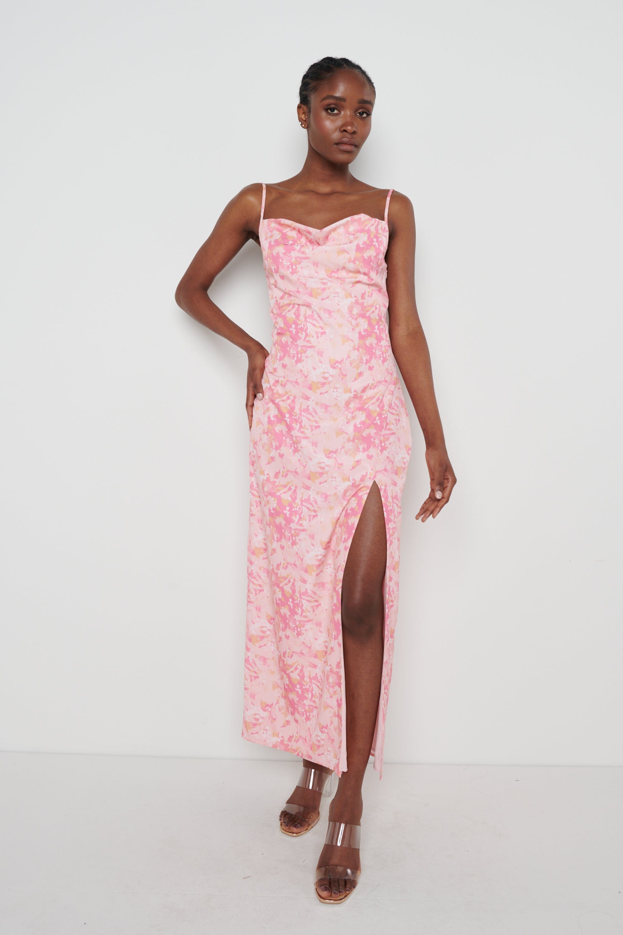 Keisha Midaxi Dress - Pink Abstract