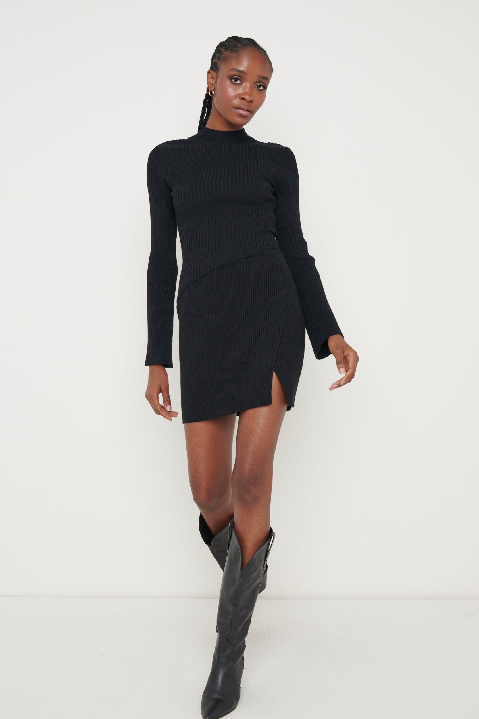Lakelyn Wrap Mini Knit Skirt - Black, L