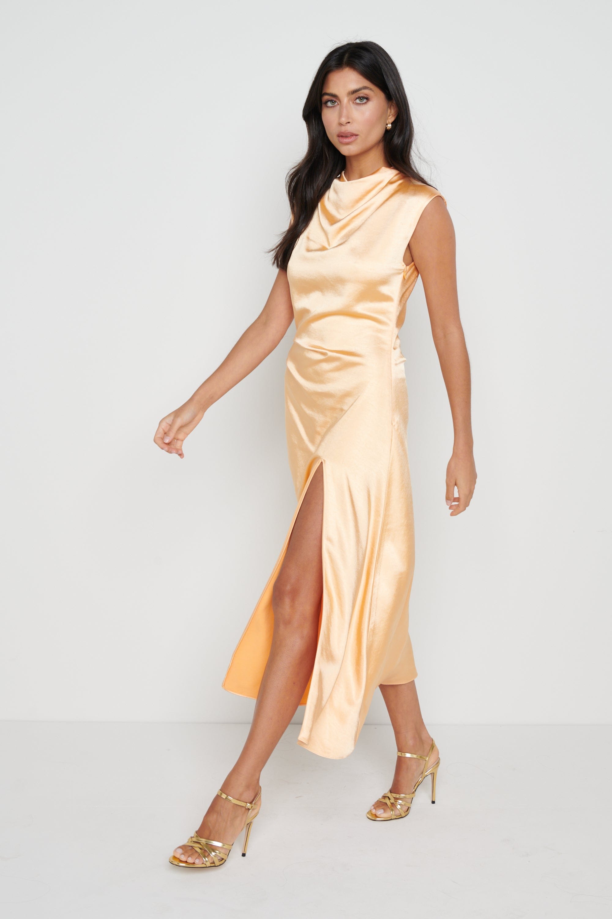 Lilith Satin Dress - Sunburst Orange, 22