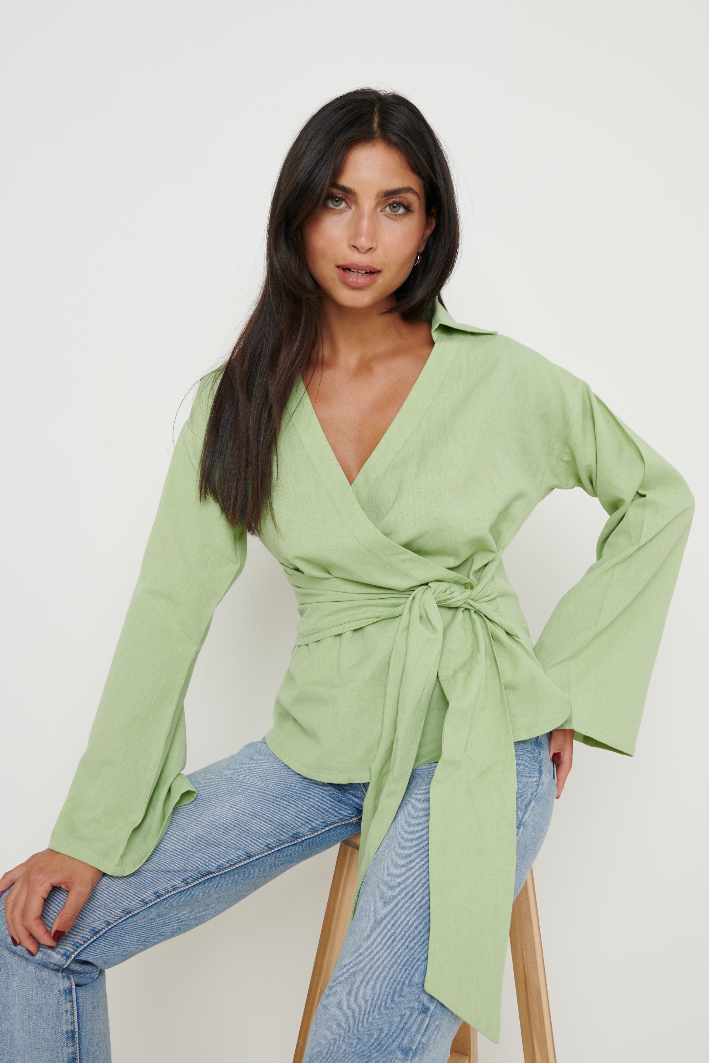 Louis Satin Wrap Blouse - Champagne – Pretty Lavish