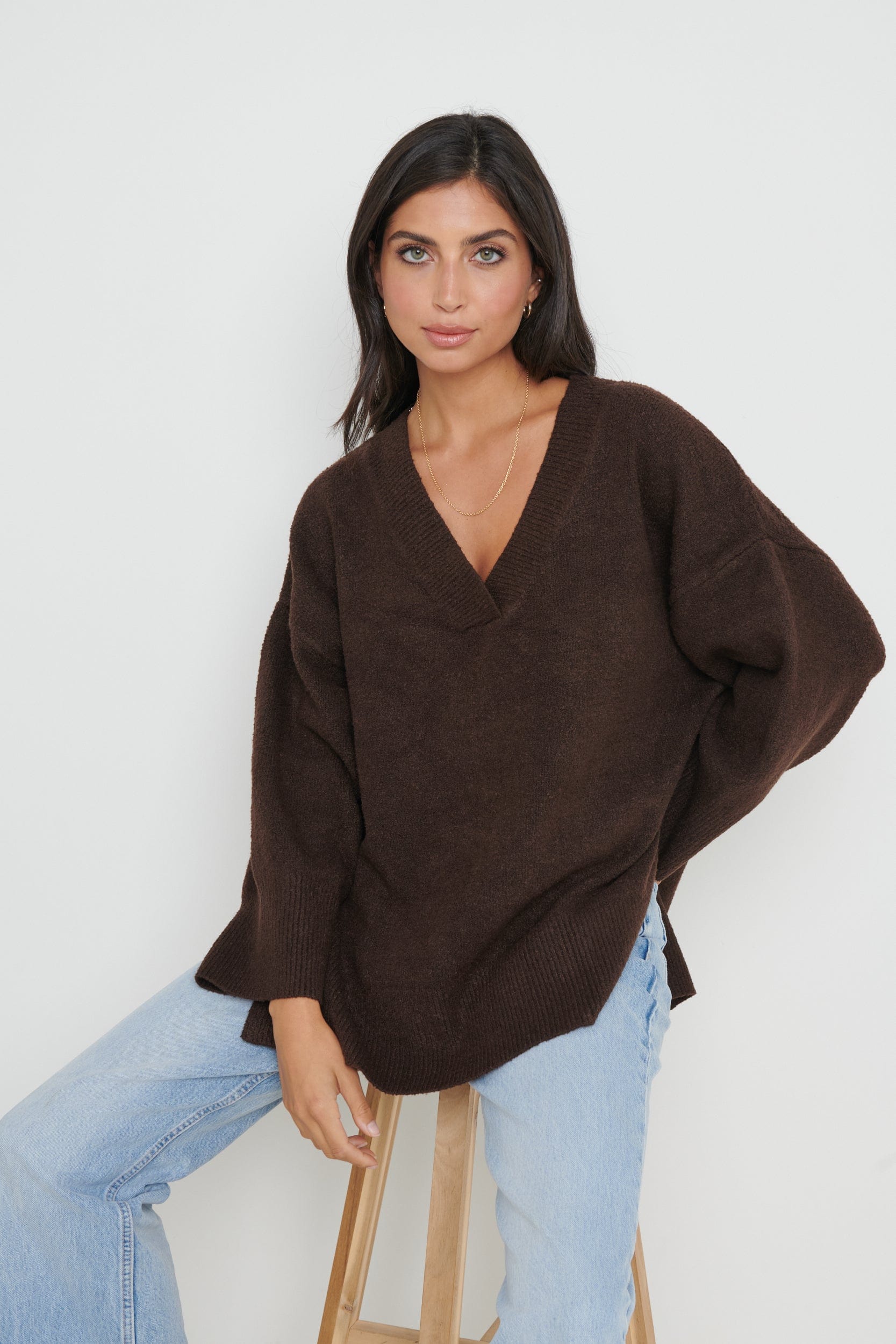 Myla Oversized Jumper - Brown, L