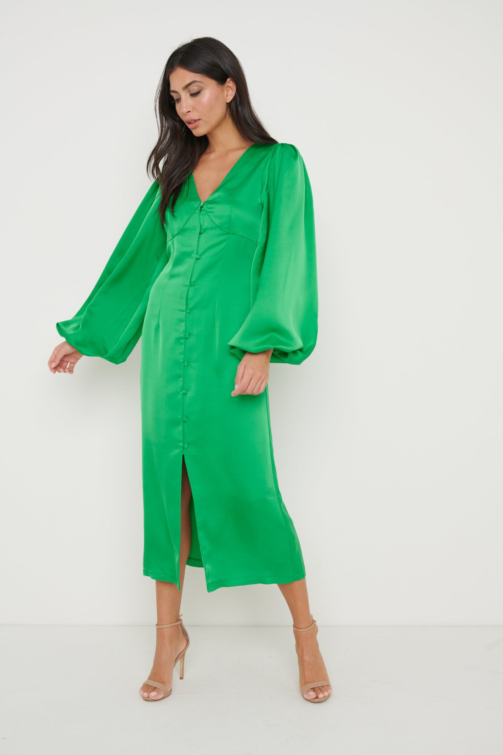 Naya Recycled Midaxi Dress - Emerald Green, 22