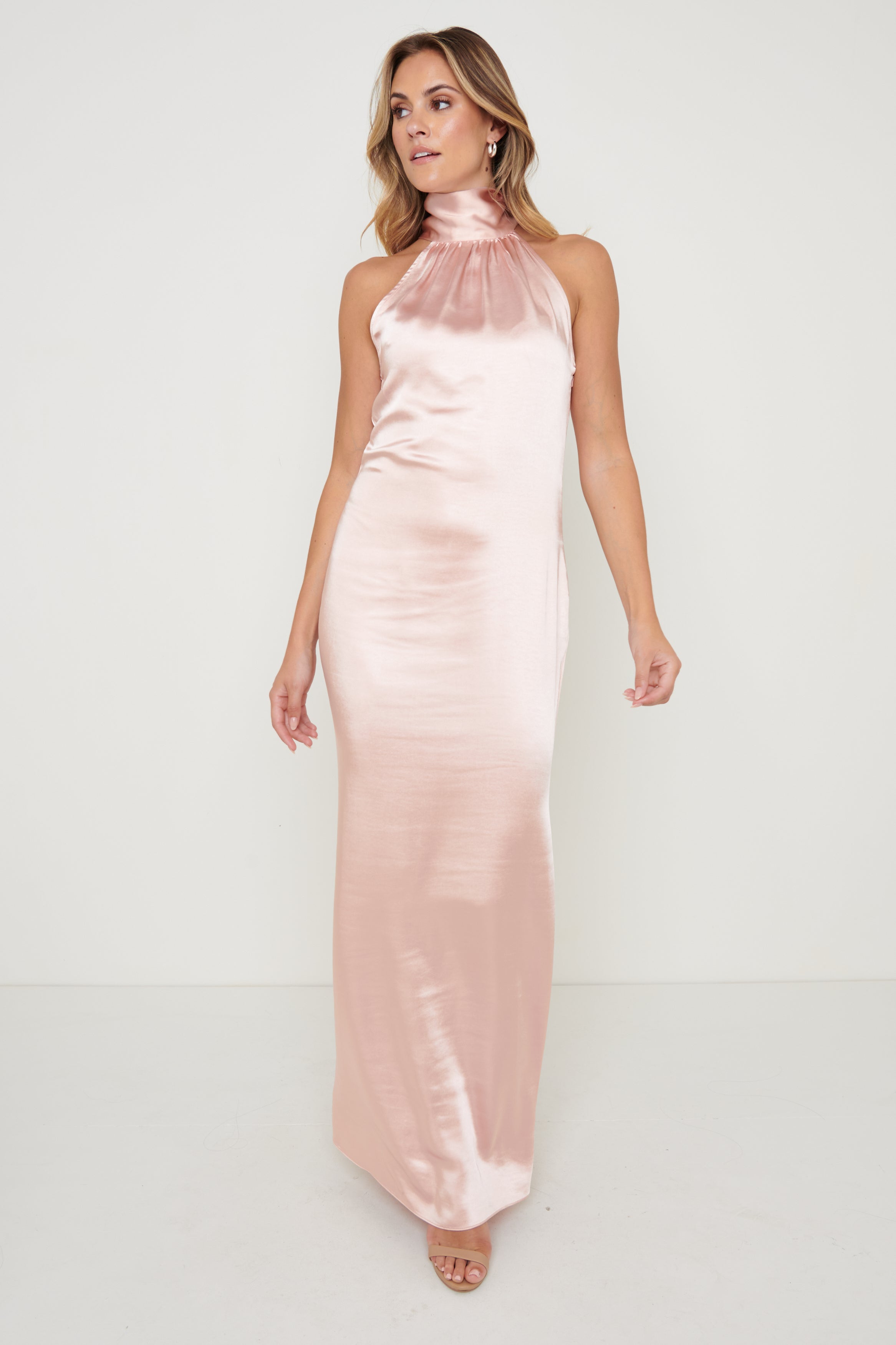 Ines Recycled Maxi Bridesmaids Dress - Matte True Blush – Pretty Lavish