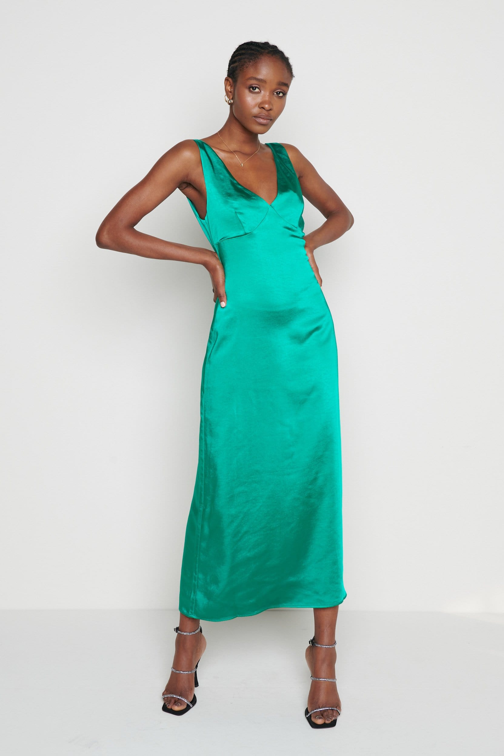 Piper Low Back Midaxi Dress - Bright Emerald, 16