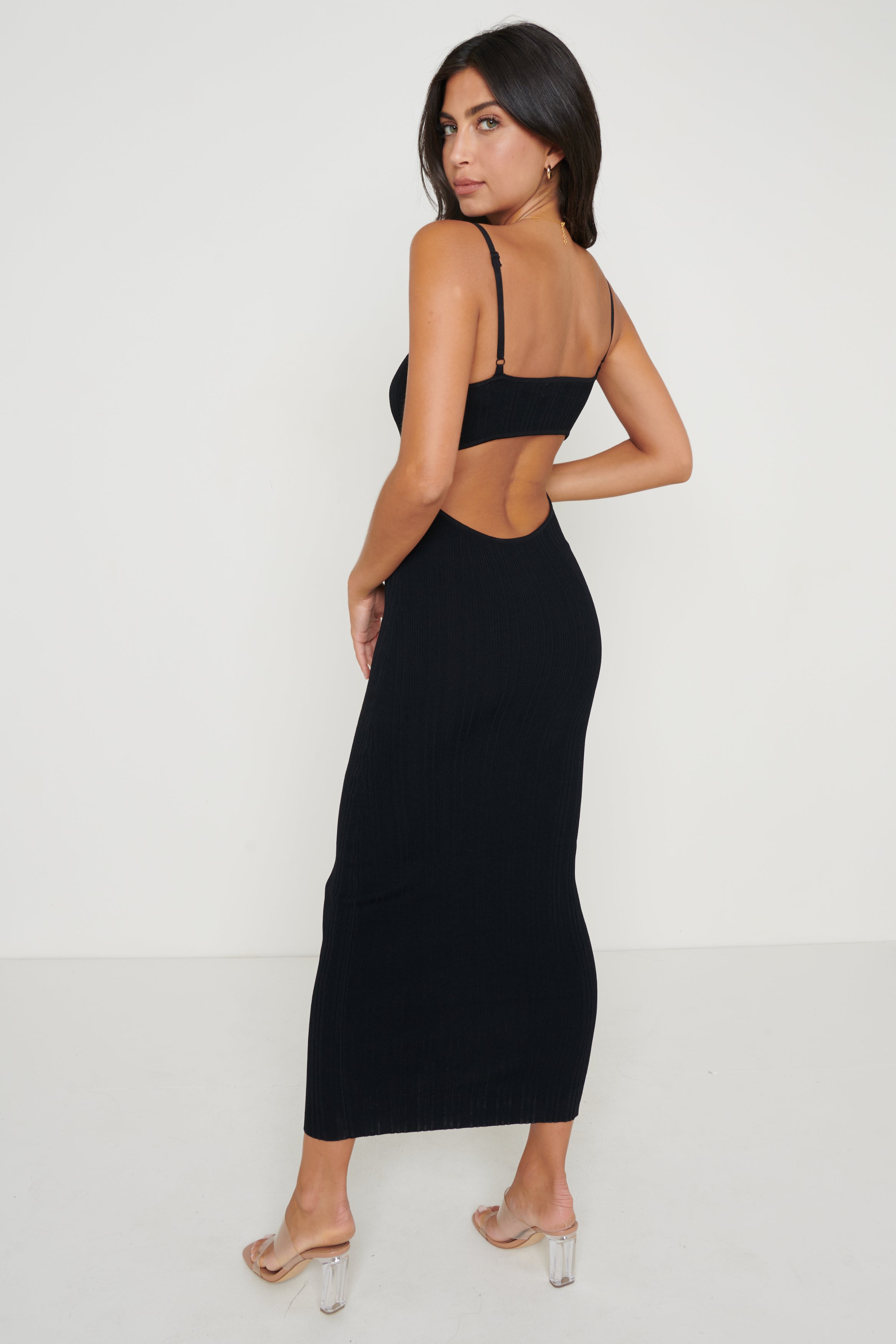 Piper Low Back Midaxi Dress - Black – Pretty Lavish