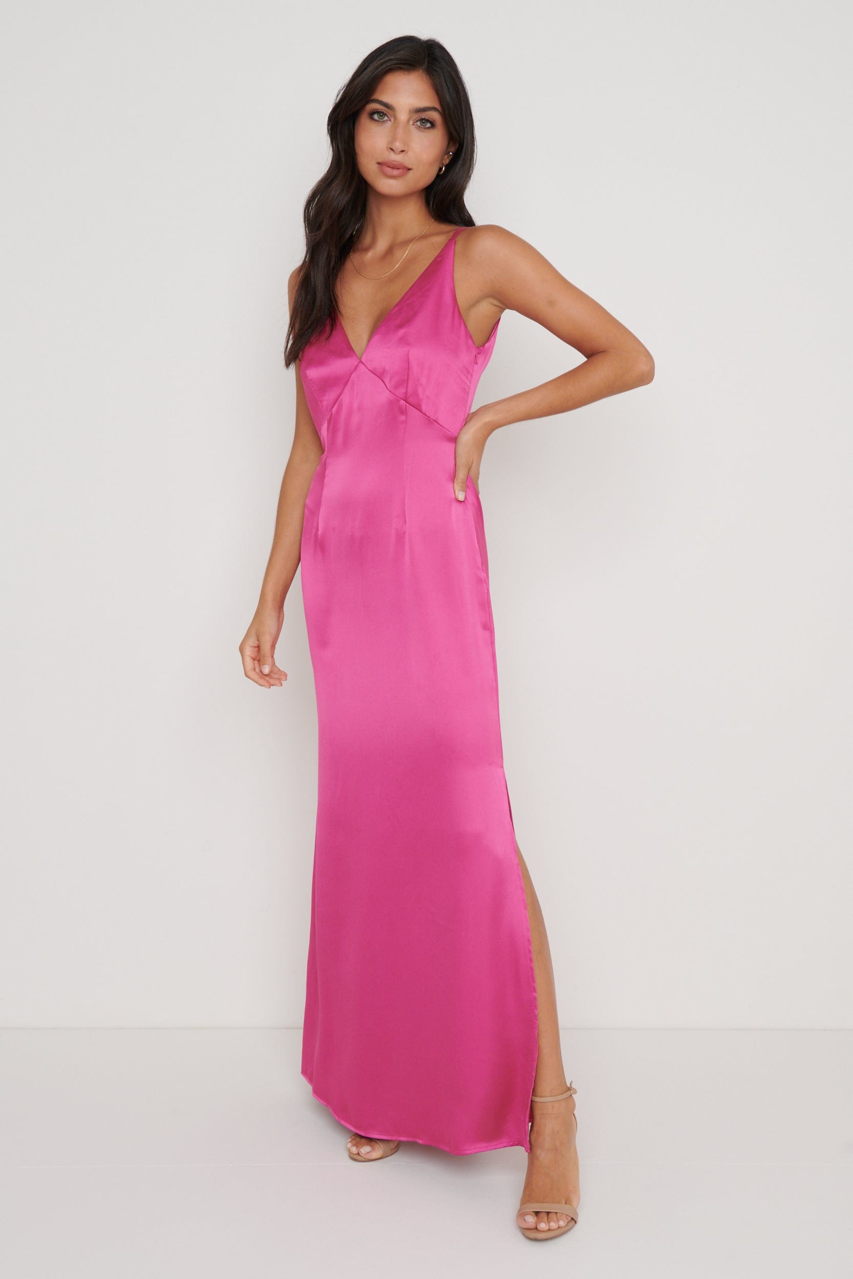 Priya Slip Maxi Dress - Pink, 14