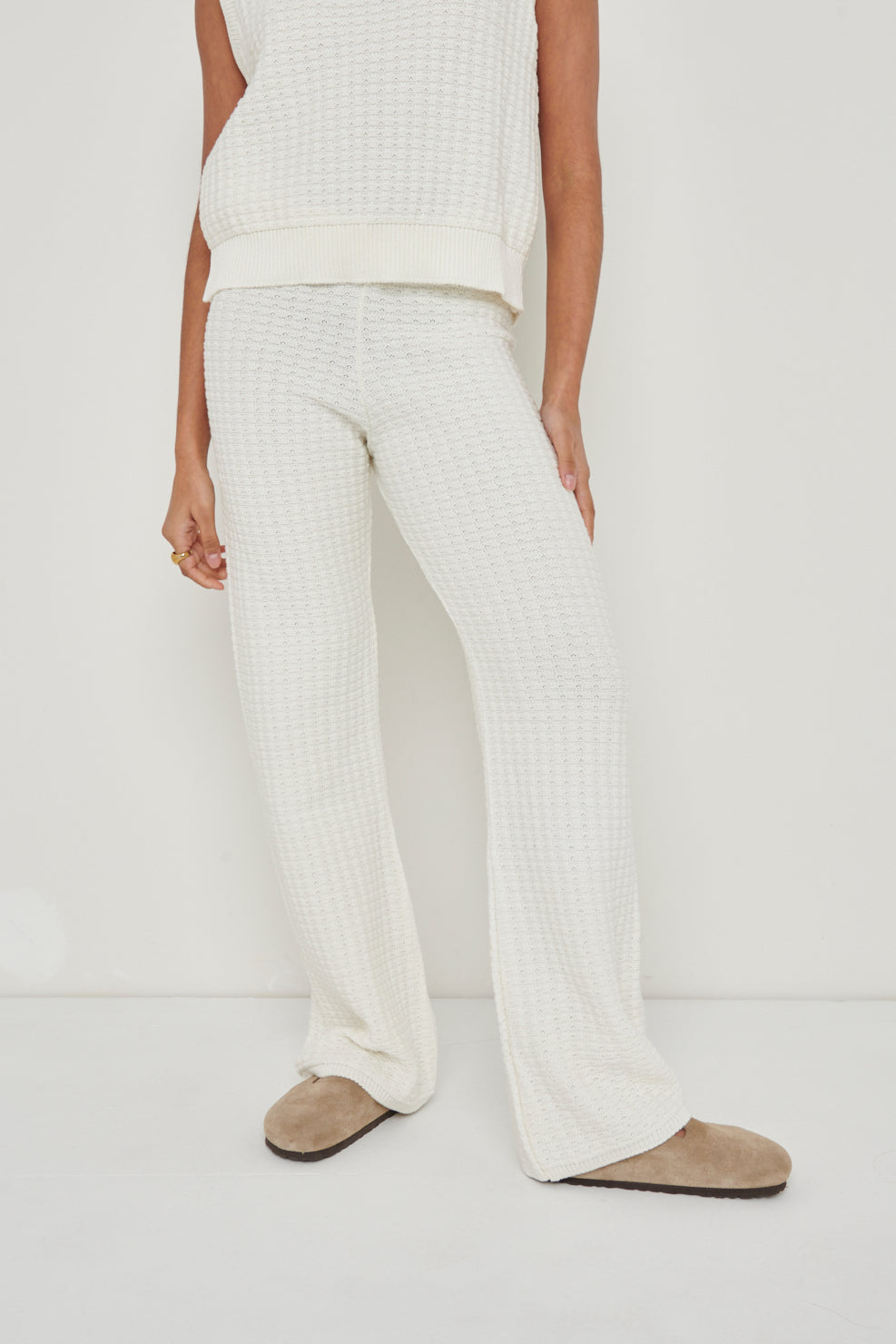 Quinn Crochet Knit Bottoms - White, L