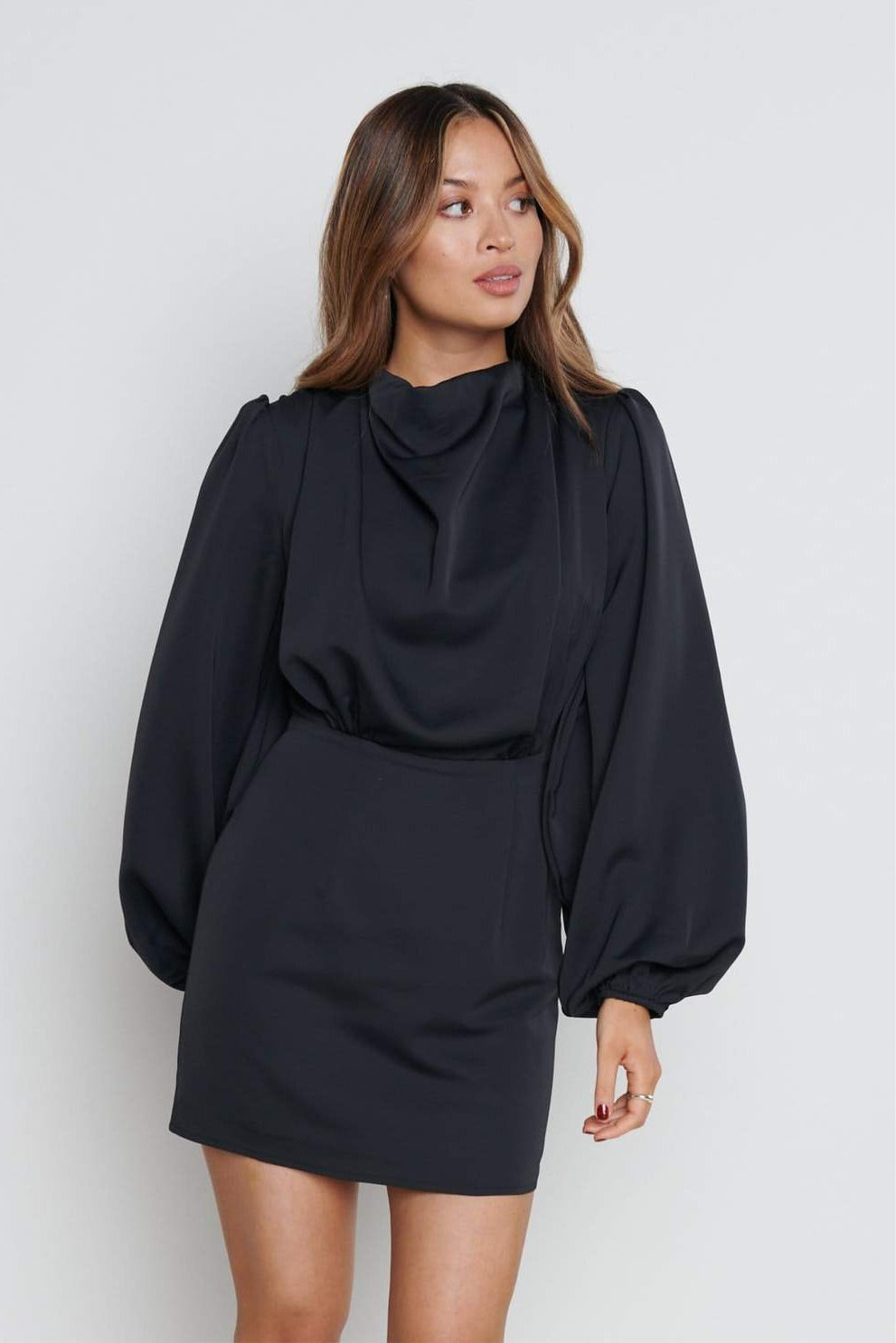 Rachel Pleated Mini Dress - Black, 10
