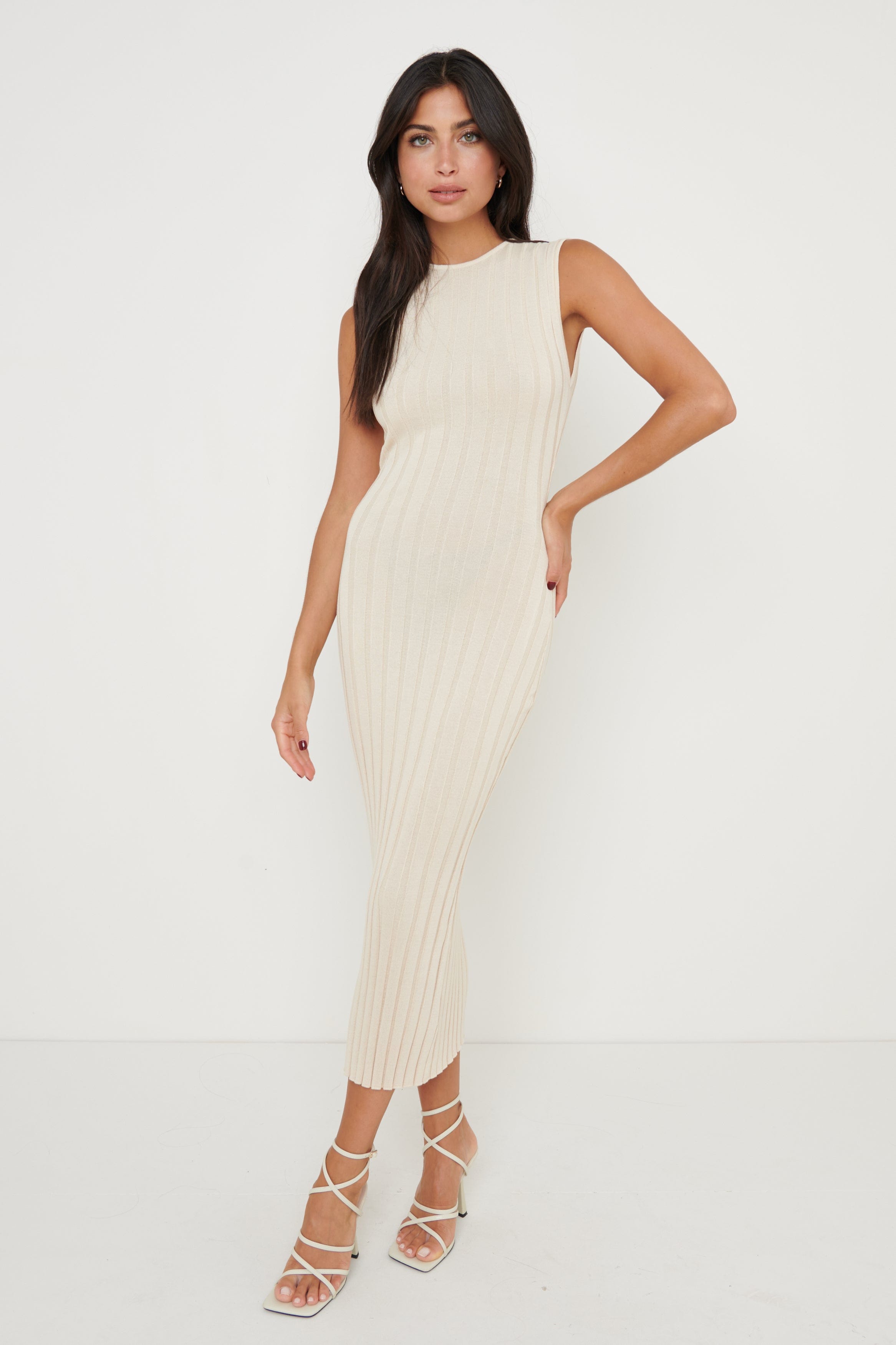 Celine Crochet Midi Dress - Taupe – Pretty Lavish