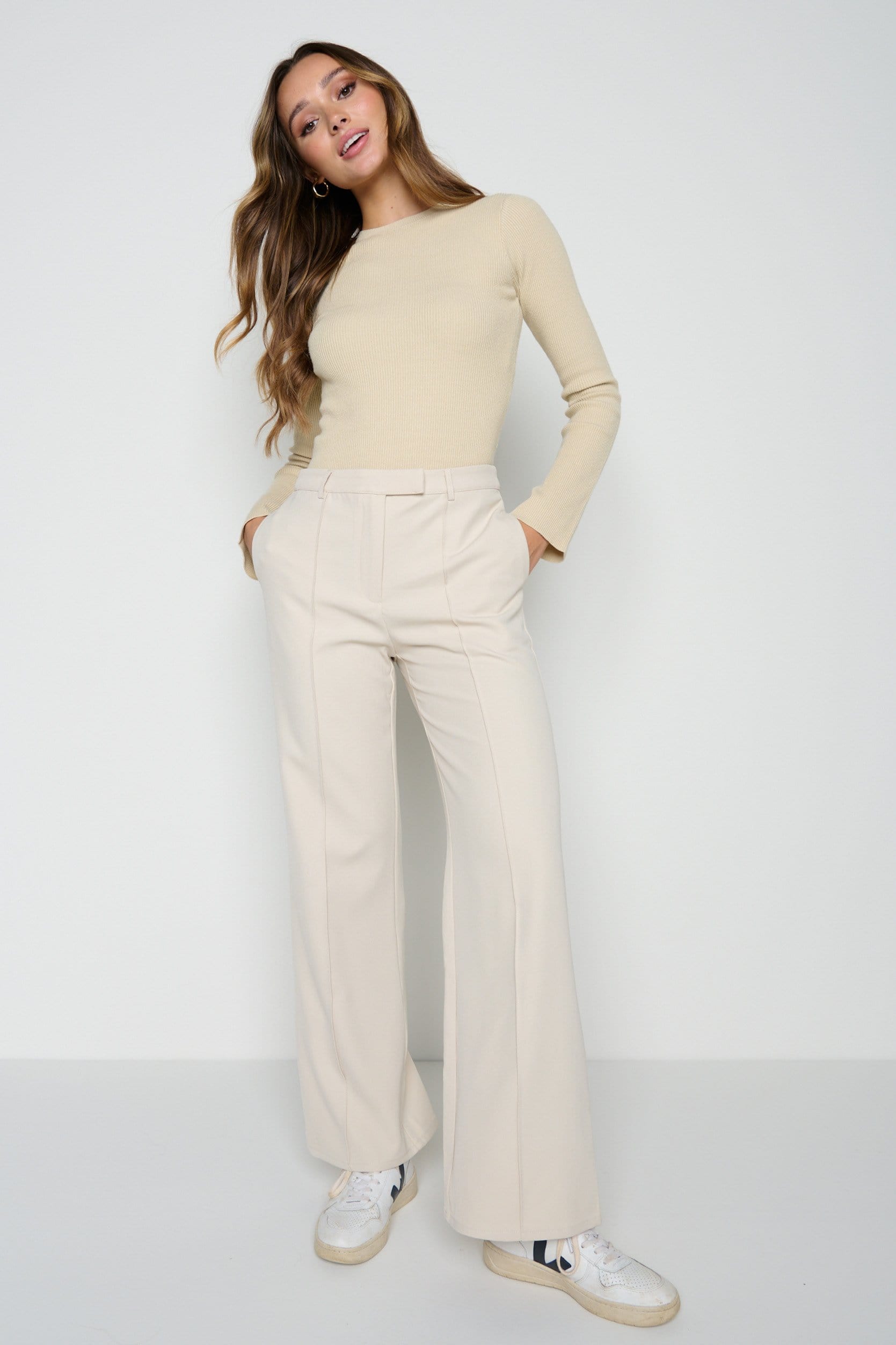 Sky Straight Leg Trousers - Stone, 16