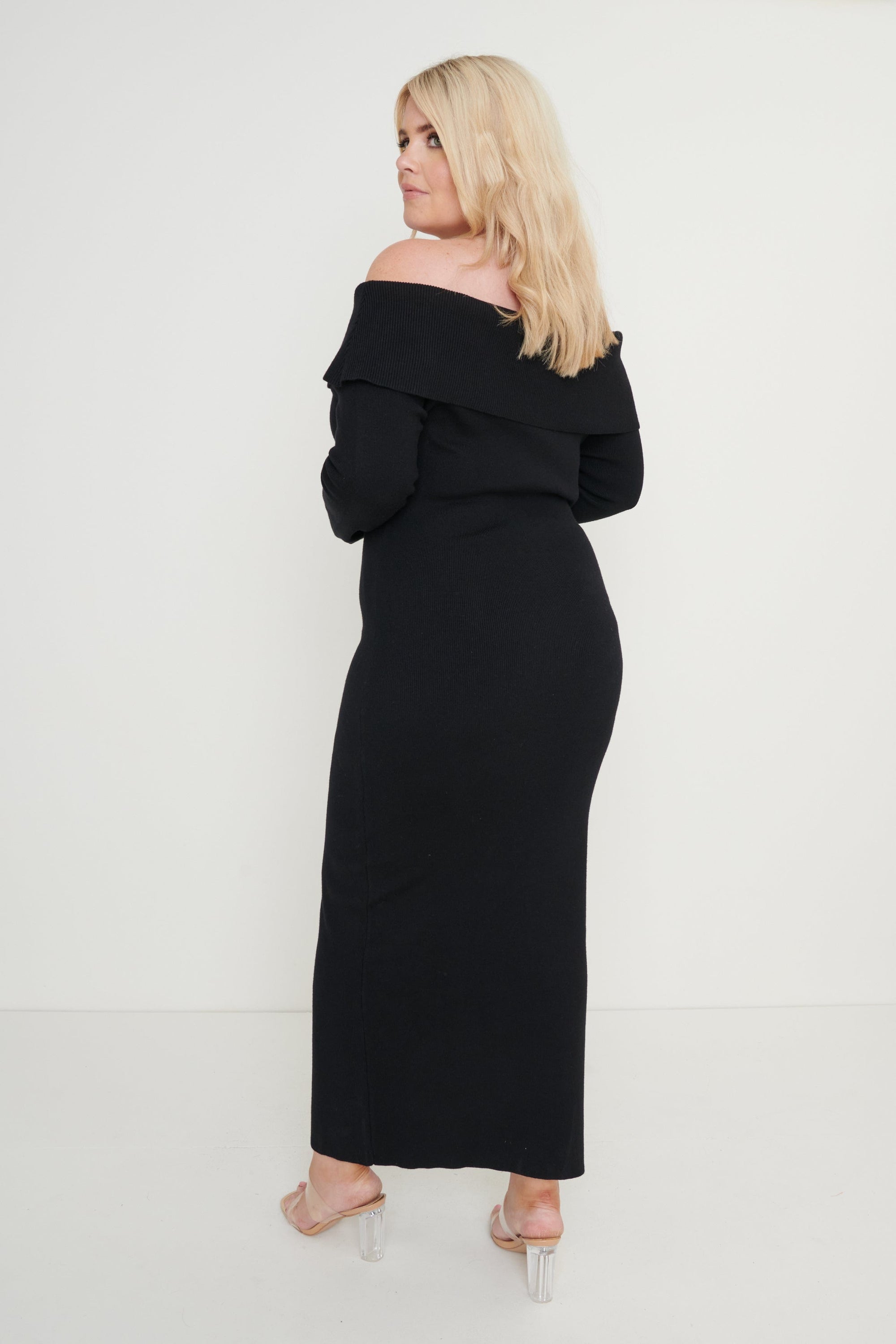 Soreya Bardot Knit Dress - Black – Pretty Lavish