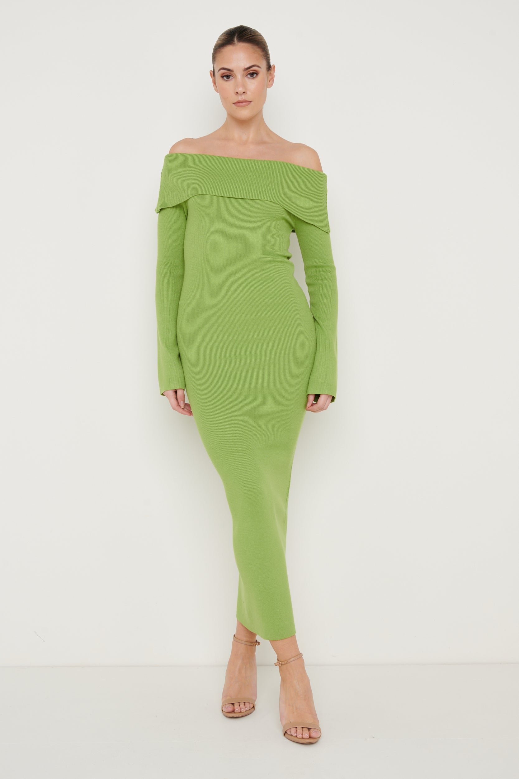 Soreya Bardot Knit Dress - Green, S