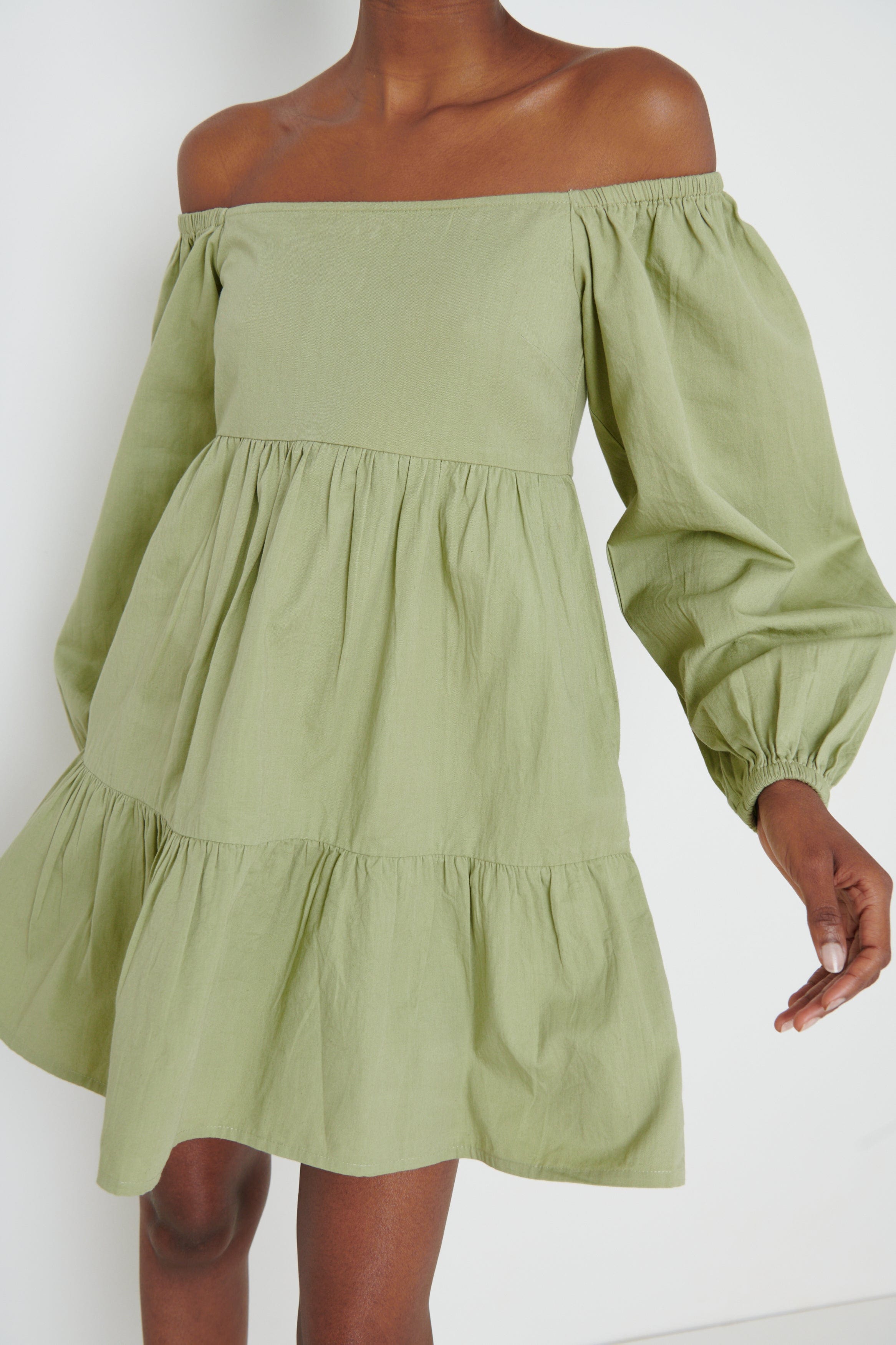 Winnie Tier Smock Dress - Khaki, L