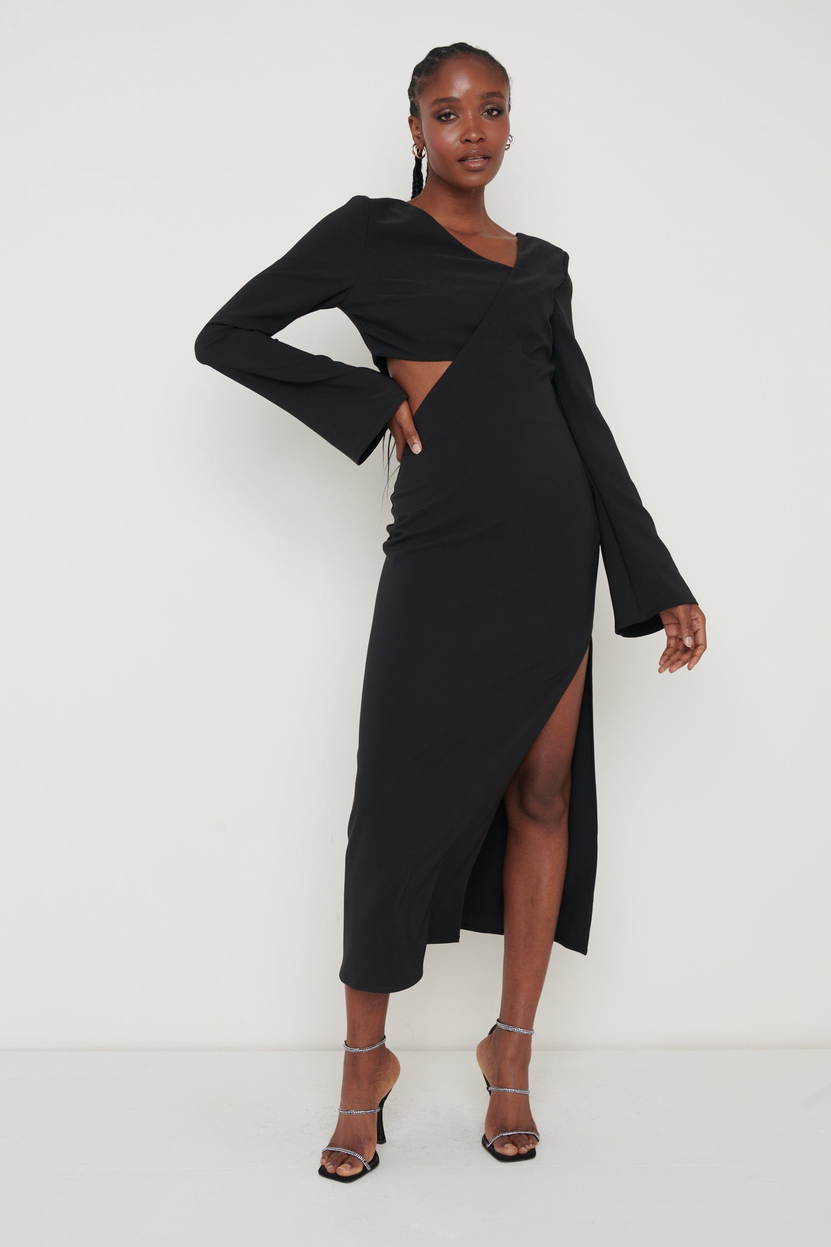 Zariah Cut Out Midaxi Dress - Black, 6