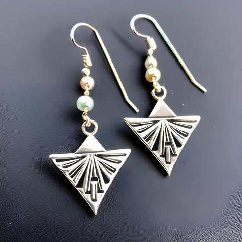 Art Deco Dangle Earrings Triangle Shape