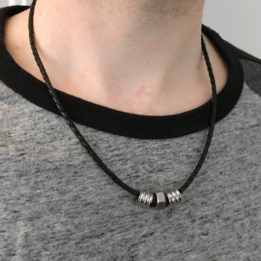 Leather Cord Black Necklace Chain Stainless Steel Lobster - Temu