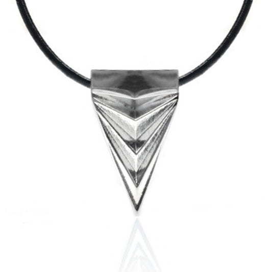Mens Silver-Toned Arrowhead Pendant Necklace Made Of Stainless