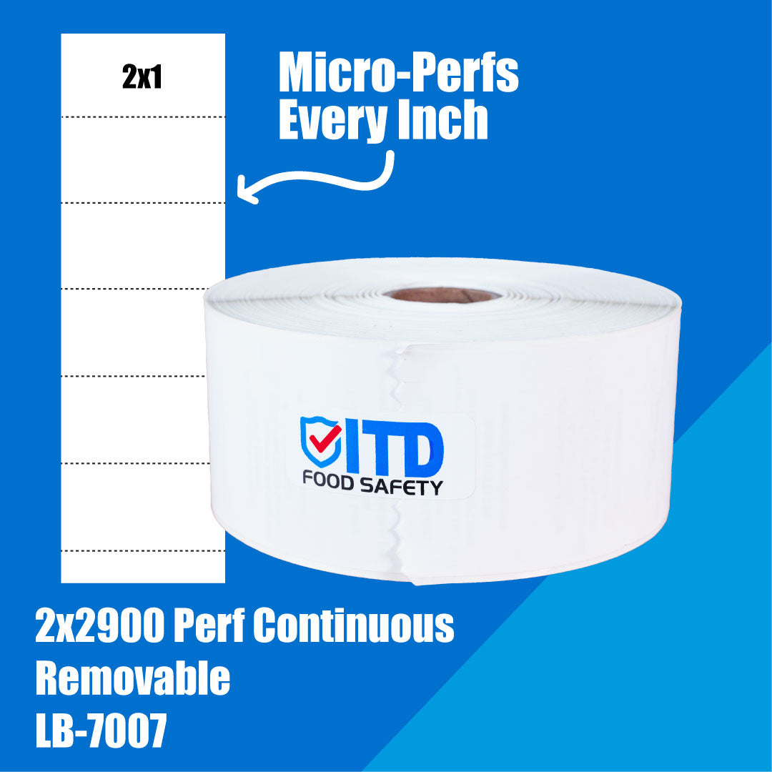 Perforated Continuous Roll 2x2 (1450 per roll): 2x1 (2900 per roll) Removable Labels-White LB-7007