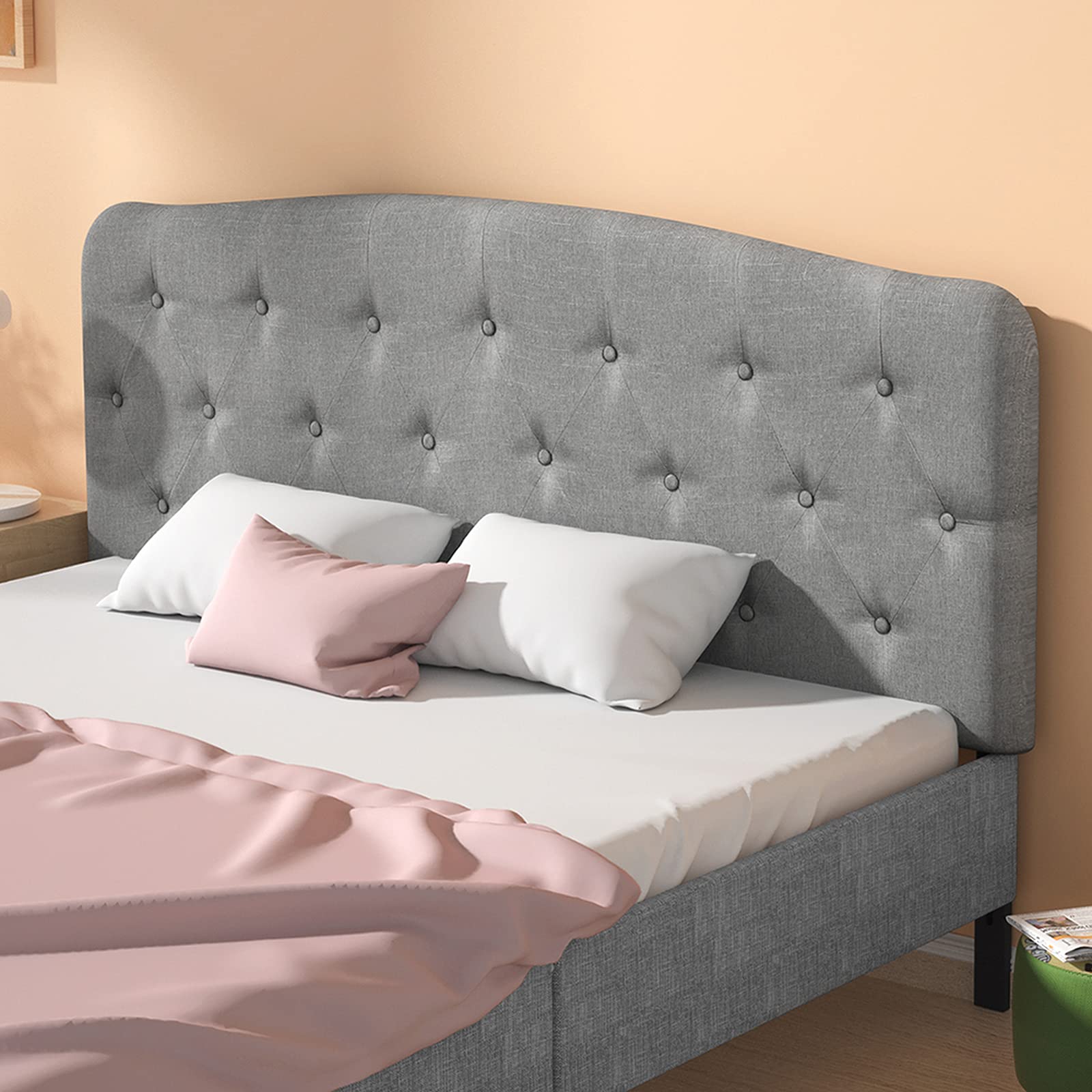 KOMFOTT Upholstered Headboard, Adjustable Height from 38" to 53" Platform, Full Size