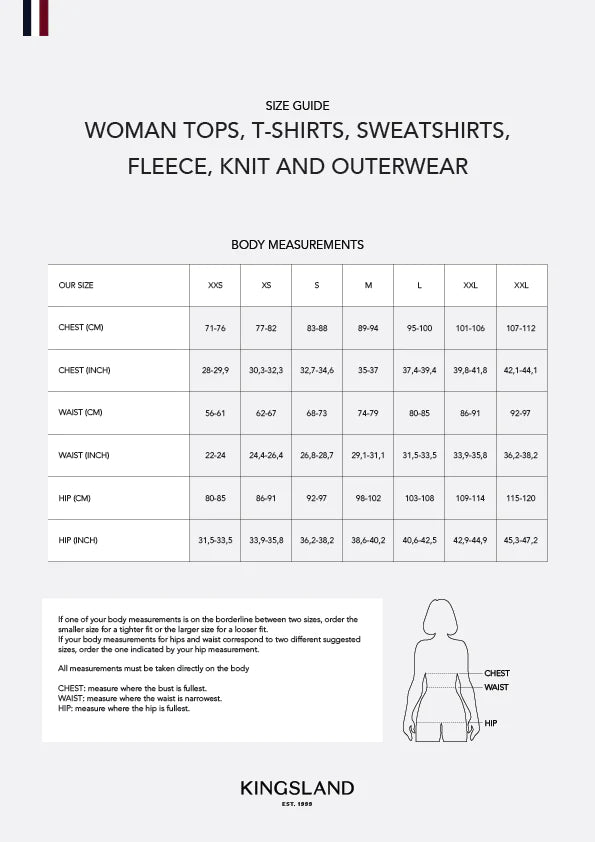 size chart, Kingsland, Damen, Oberbekleidung, www.Hotti24.de