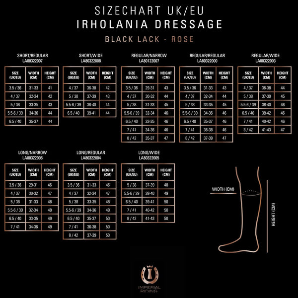 size chart, Imperial Riding, Reitstielel Olania, www.Hotti24.de