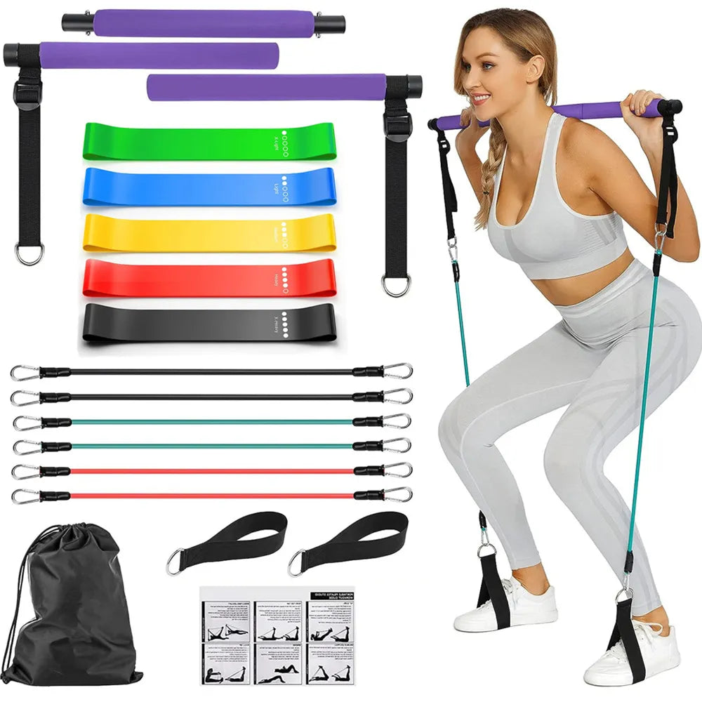 Portable Pilates Bar Kit with Resistance Bands for Exercise Resistance Bands Home Gym Equipment