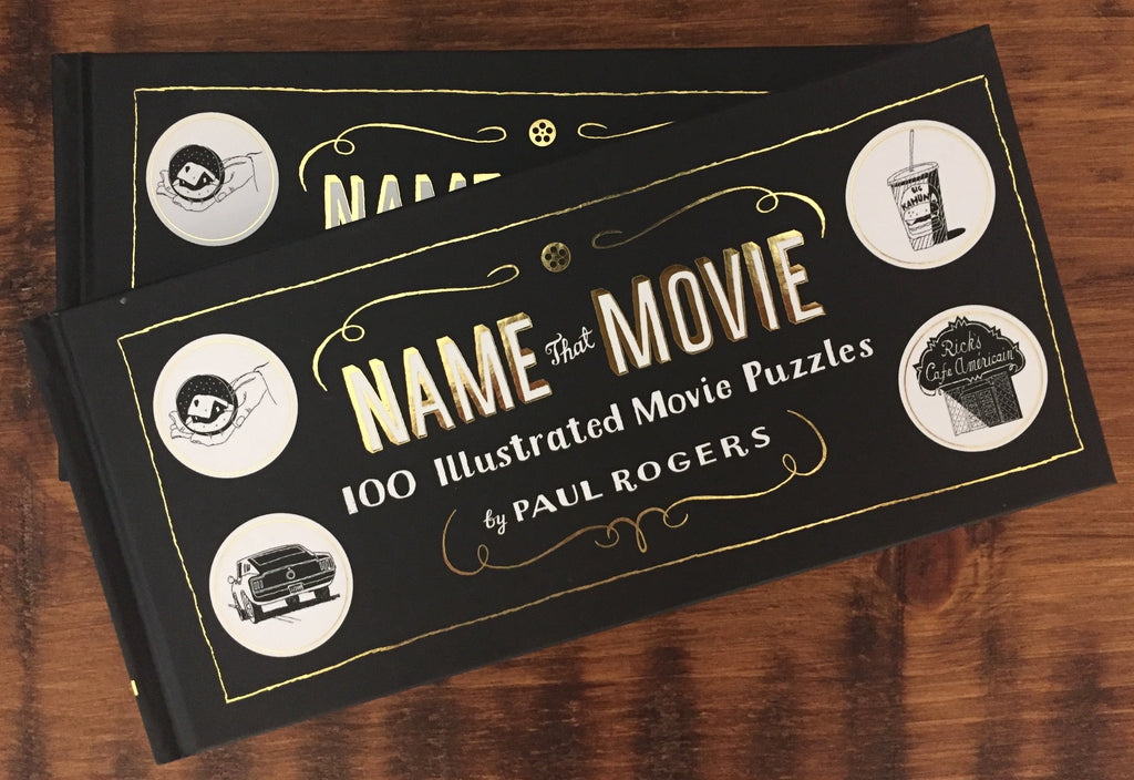 Two Name That Movie trivia puzzle books featuring images from a well-known movie you have to guess (no movie stars included)