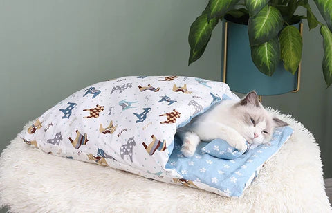 cat inside cat sleeping bag