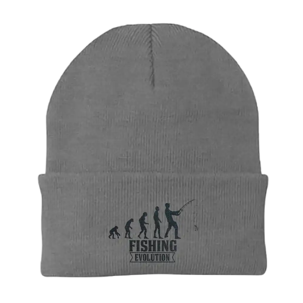 Fishing Evolution Embroidered Beanie