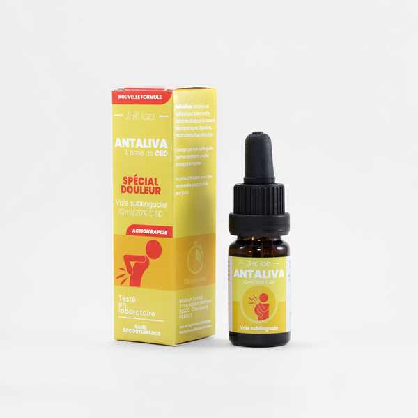 ANTALIVA, huile de CBD bio spécialement élaborée pour lutter contre les douleurs chroniques.