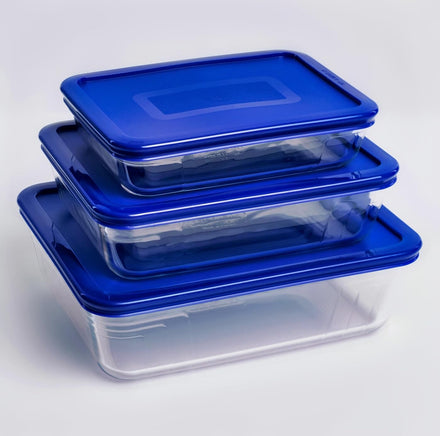 Set of 2 rectangular food containers, with lids, made of Cook & Freeze  heat-resistant glass, 1.5L / 2.6 L - Pyrex