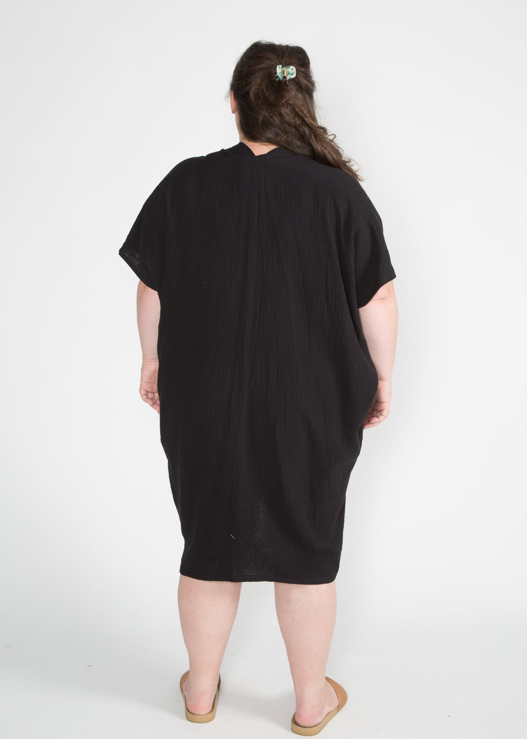 Everyday Nursing Dress, Organic Cotton Bubble Gauze in Black