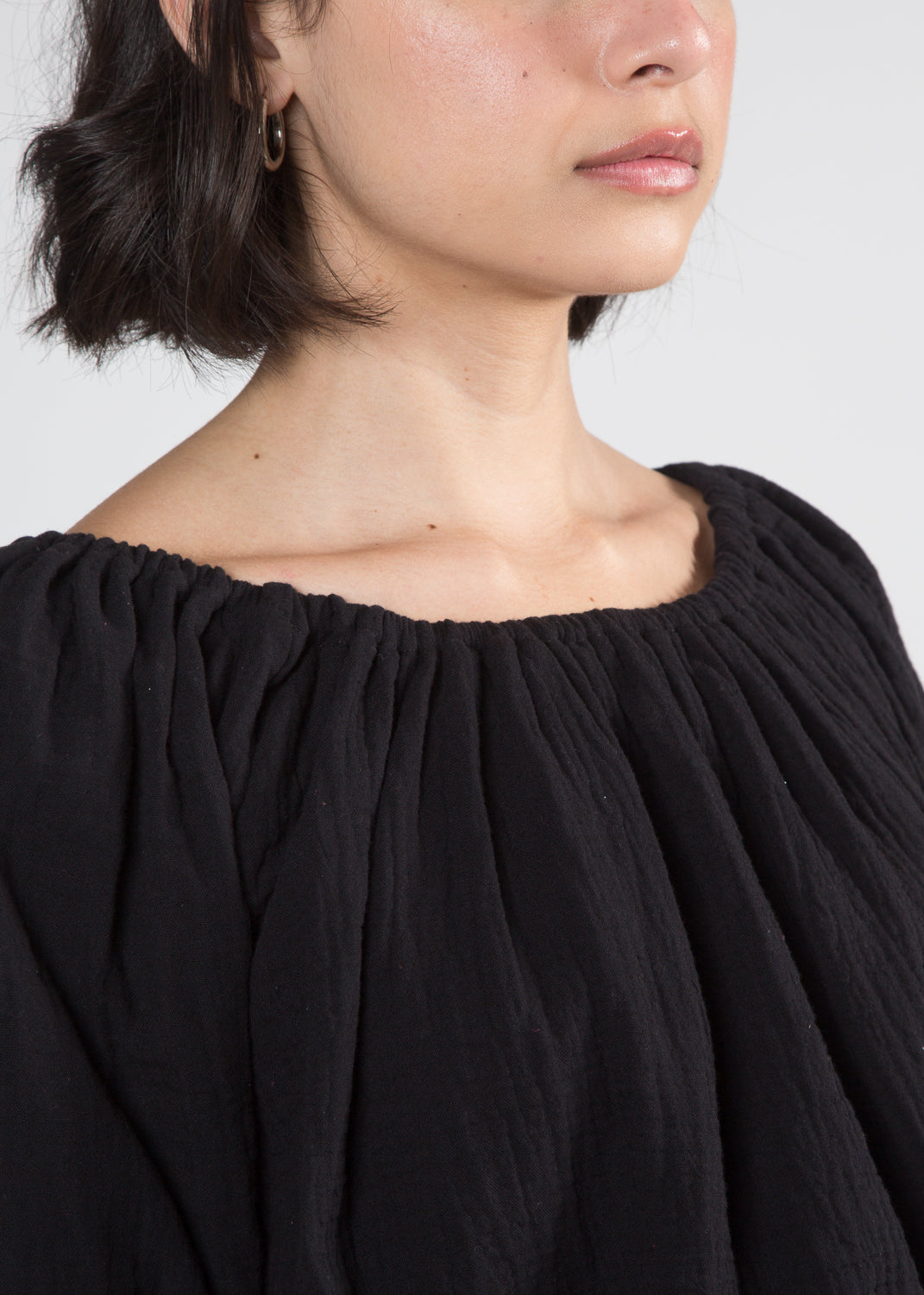 Carlisle Top, Organic Cotton Bubble Gauze in Black