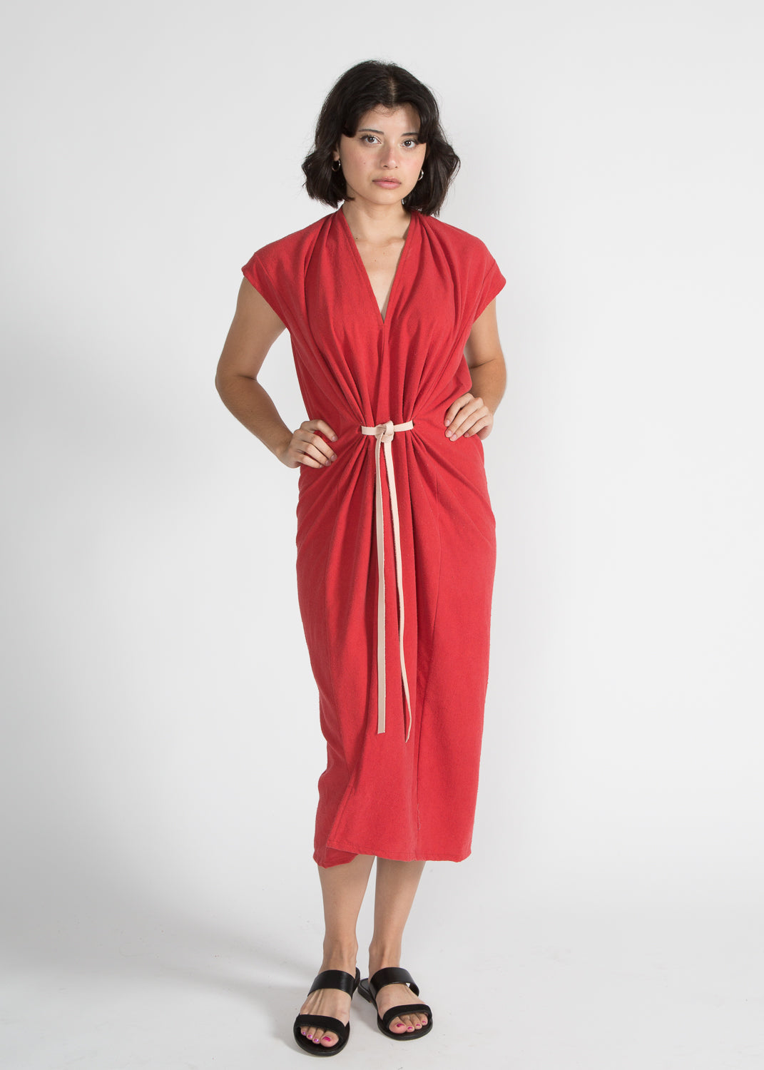 Knot Dress, Silk Noil in Madder