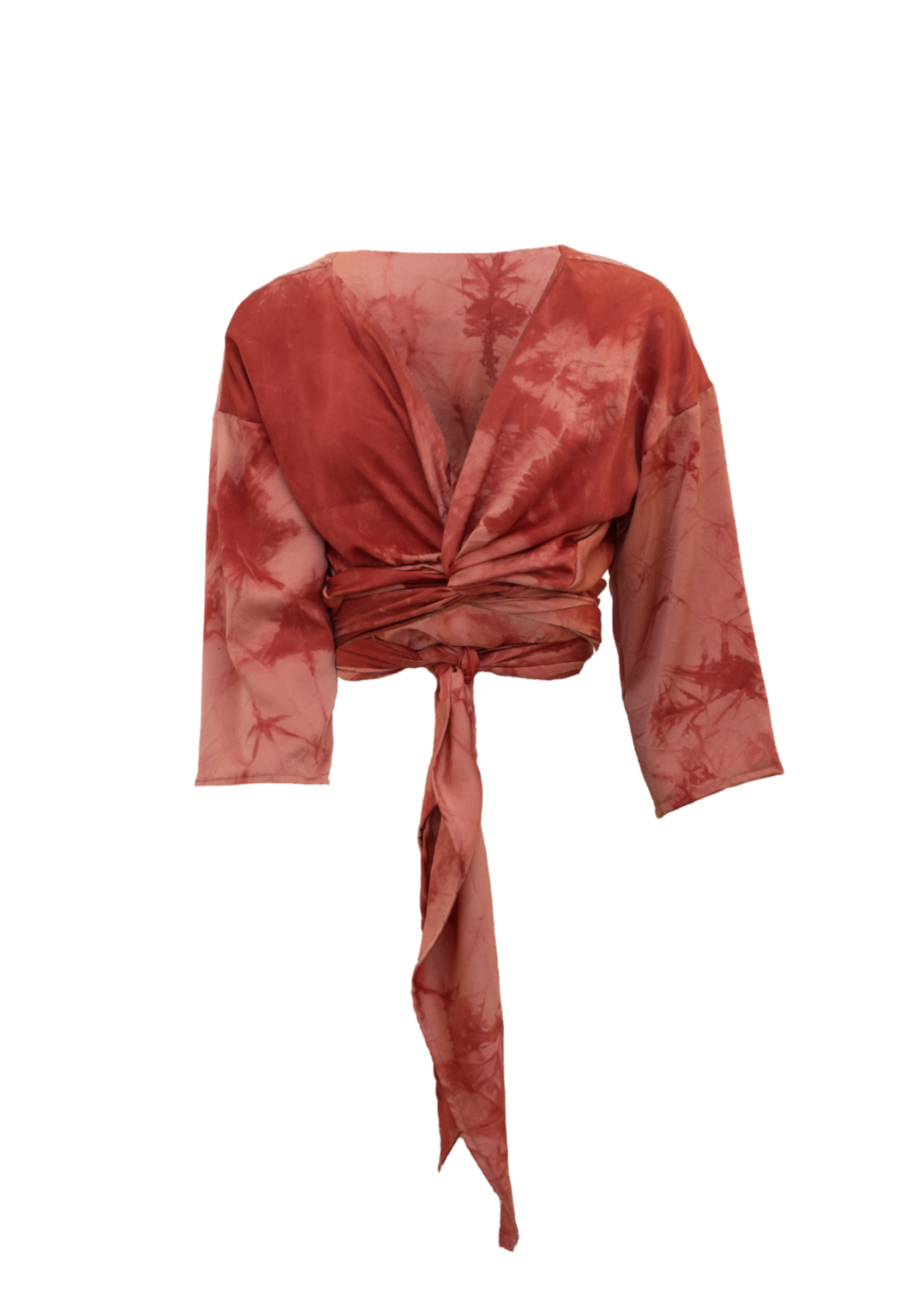 Wrap Top, Silk Charmeuse in Madder Tie Dye