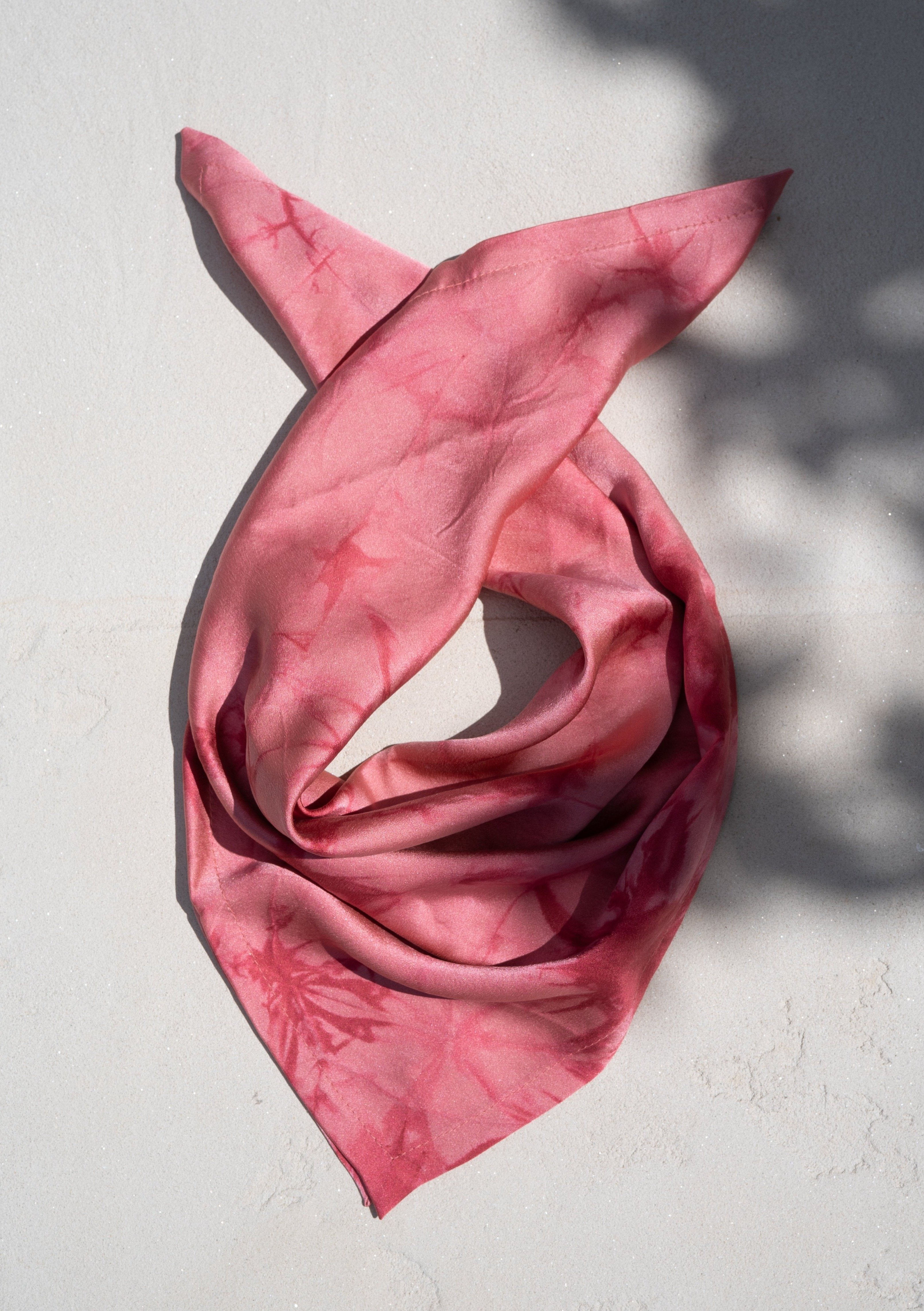 Neckerchief, Silk Charmeuse in Madder Tie Dye