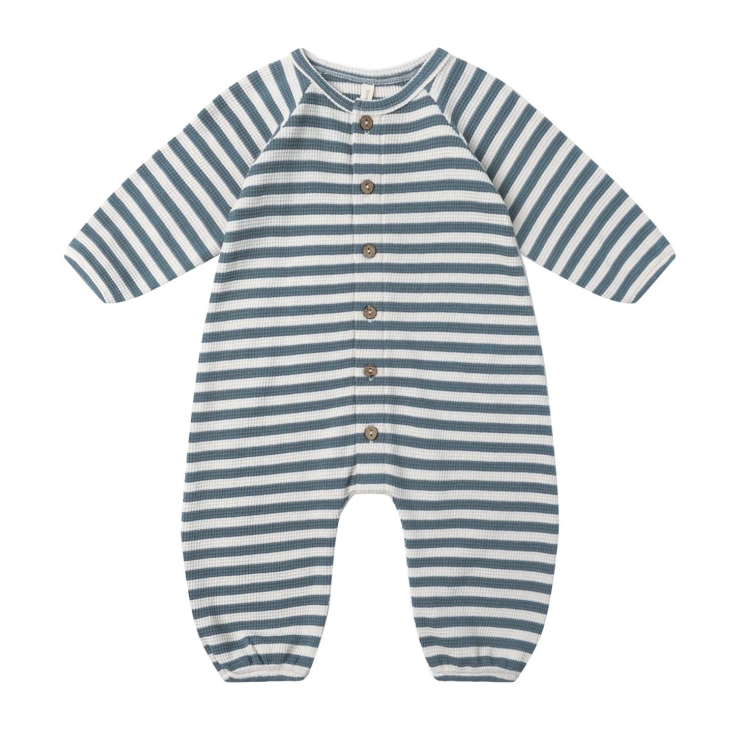 Waffle Long Sleeve Jumpsuit || Ocean Stripe