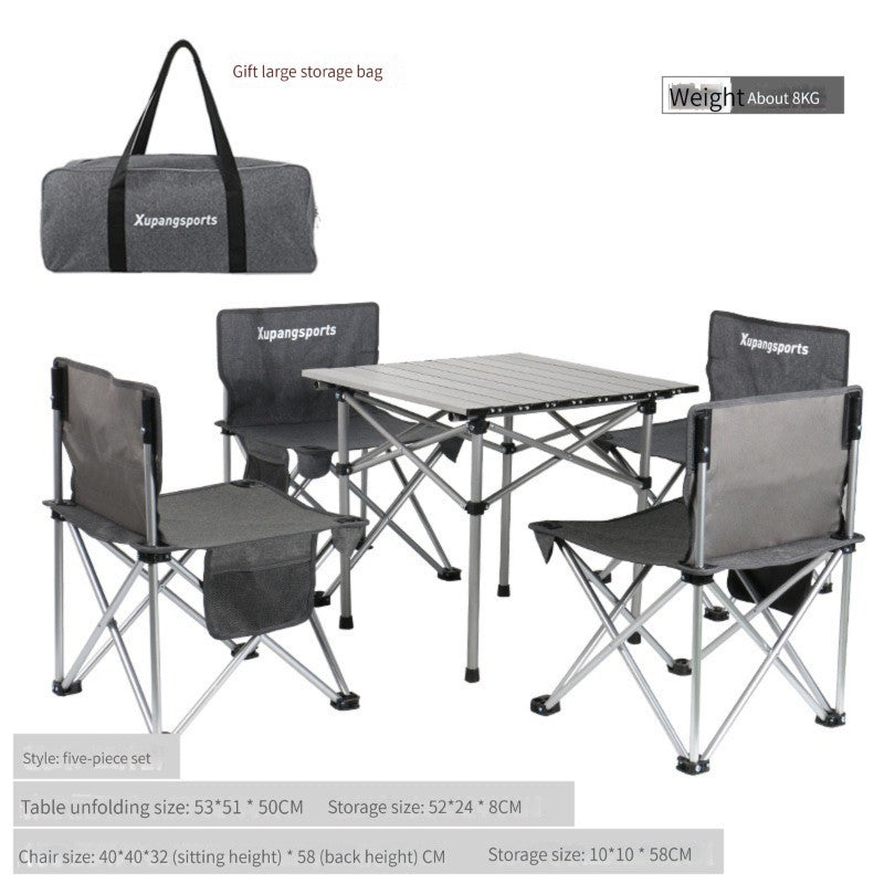 Titanium Outdoor Folding Tables and Chairs Set Portable Camping Chair Egg Roll Table Camping Aluminum Alloy Table Picnic Table