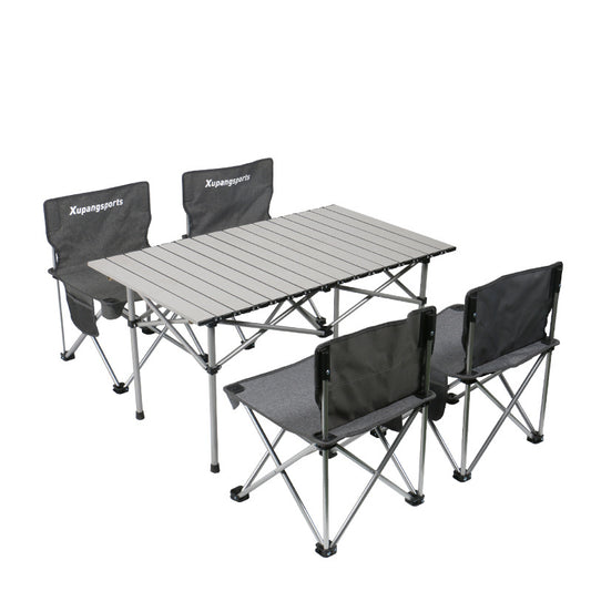 Titanium Outdoor Folding Tables and Chairs Set Portable Camping Chair Egg Roll Table Camping Aluminum Alloy Table Picnic Table