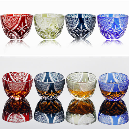 TW-032 35 ML Set Of 6 Pieces Japanese Hand Carved Clear-Colored