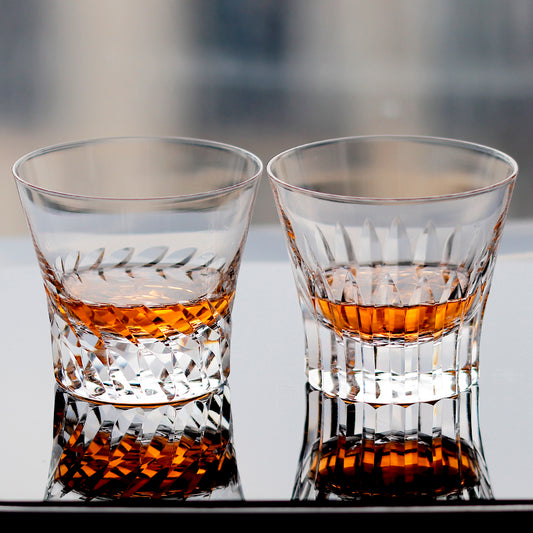 JINZHI K9 Crystal Whiskey Glasses,8oz Unique Hand Cut