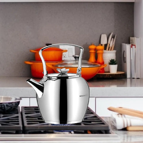 Stainless steel tea pots.