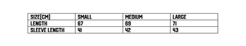 Shoulder-Less Size chart