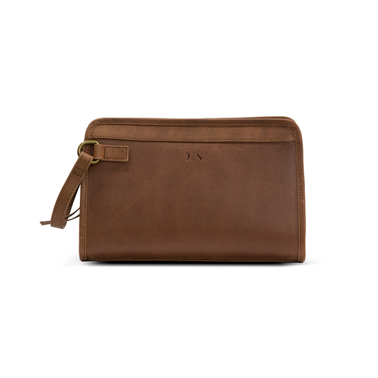 Brown Leather Toiletry Bag - Dopp Kit – The Real Leather Company