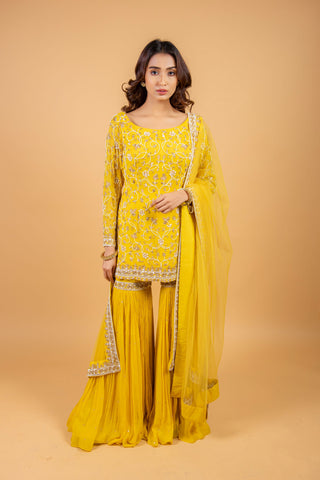 Haldi dress for wedding guest