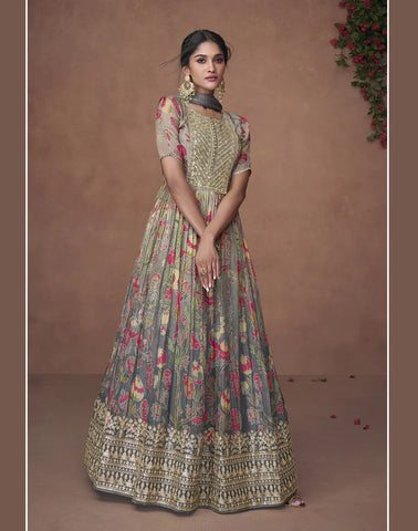 Grey anarkali