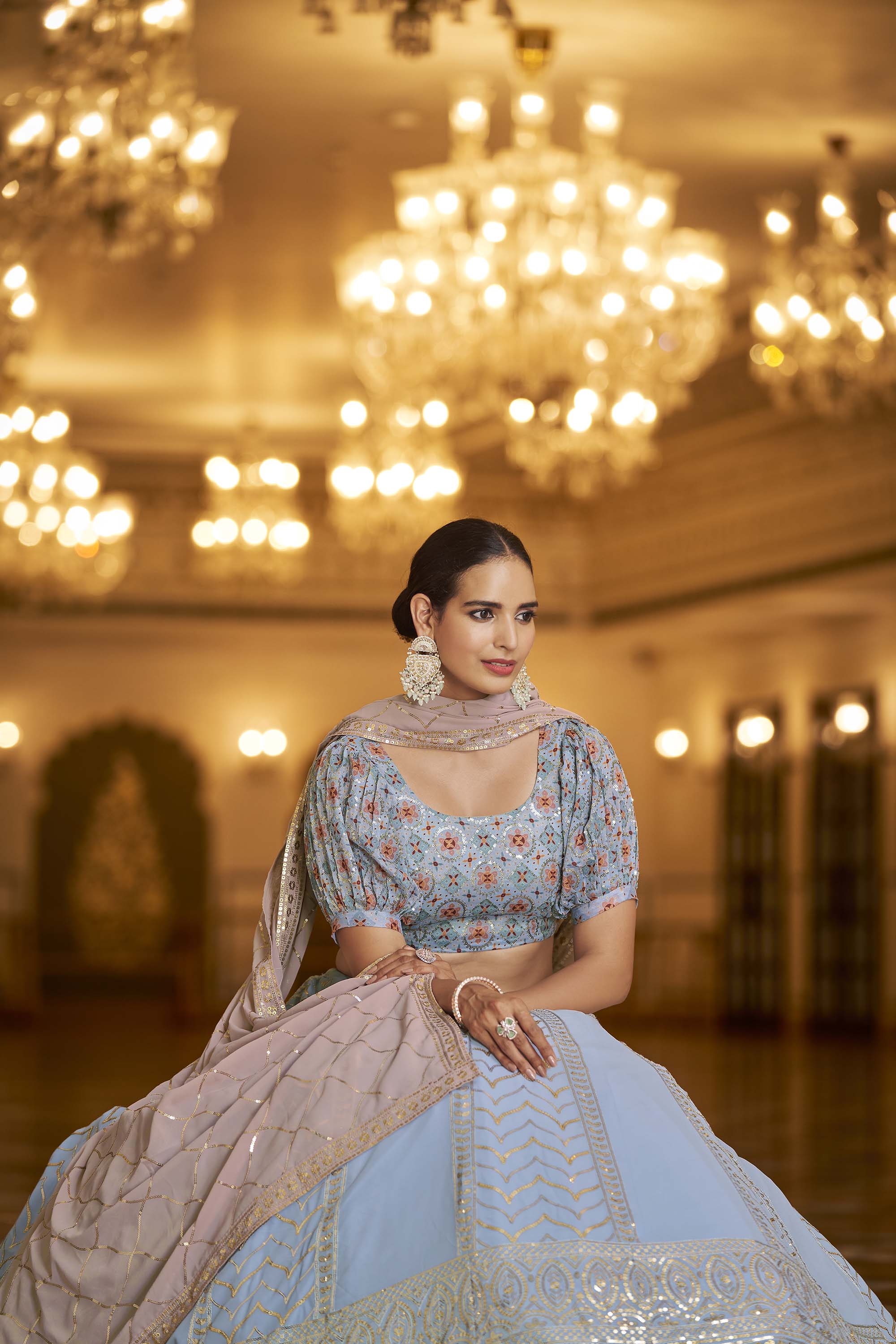 Powder Blue Lehenga- Frontier Raas