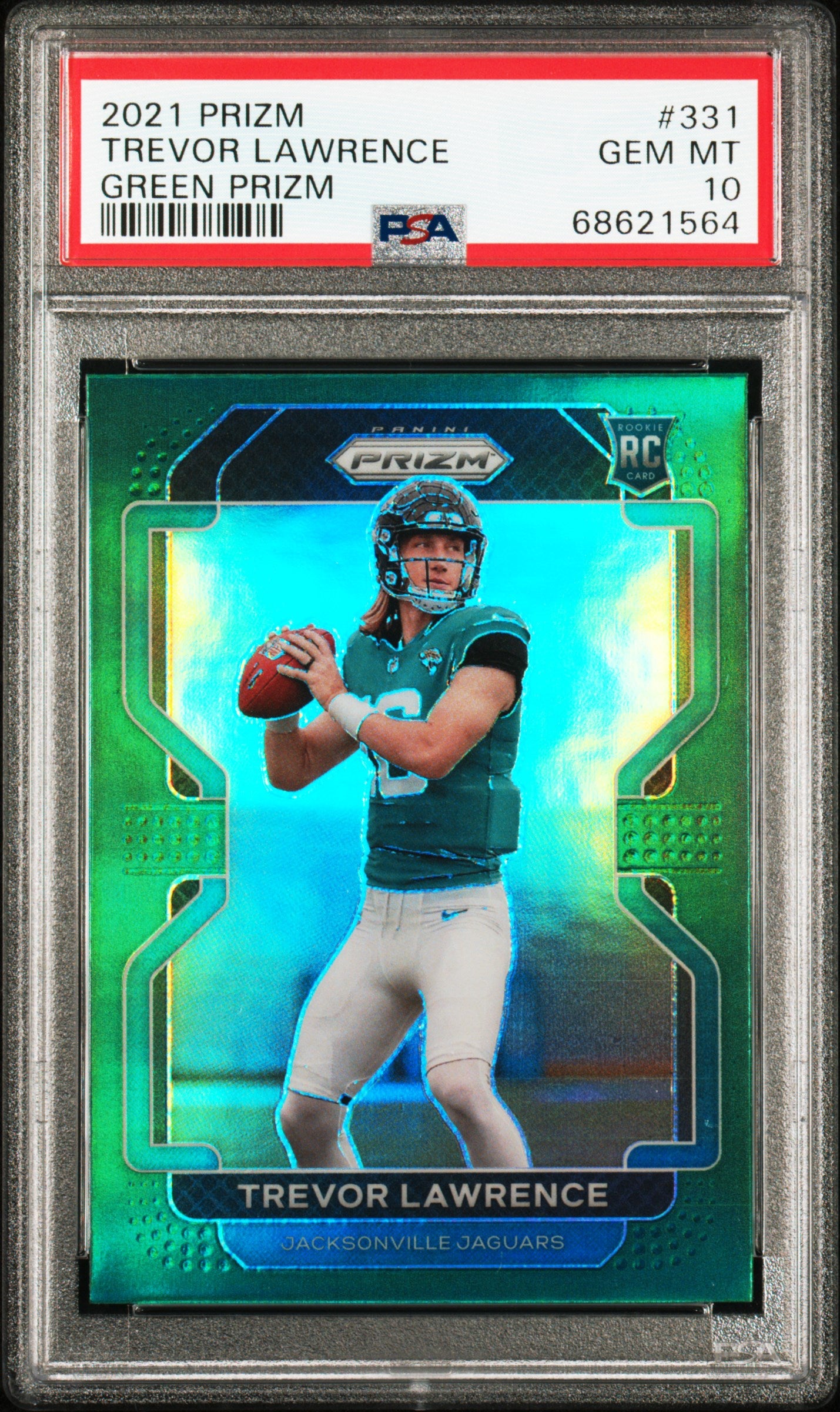 2021 Panini Prizm Trevor Lawrence #331 Green Prizm Psa 10