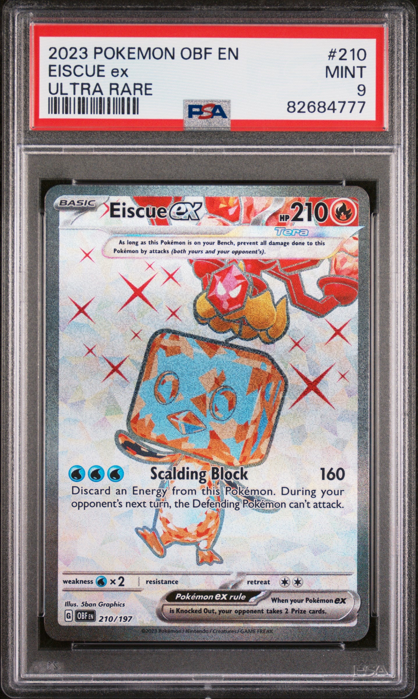 2023 Pokemon Obsidian Flames Eiscue Ex Full Art 210/197 Psa 9